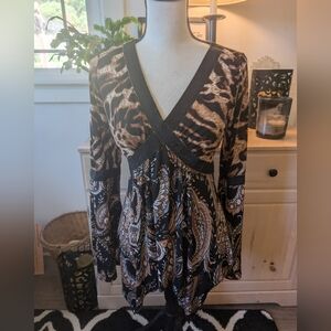 VENUS Brown and Black Paisley Blouse